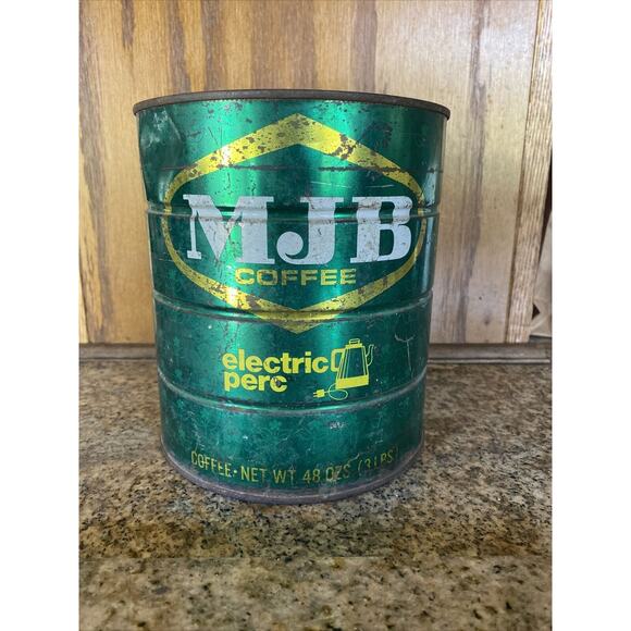 MJB Electric Perc 48oz or 3 Lb, Vintage Green Coffee can No Lid - Picture 1 of 11